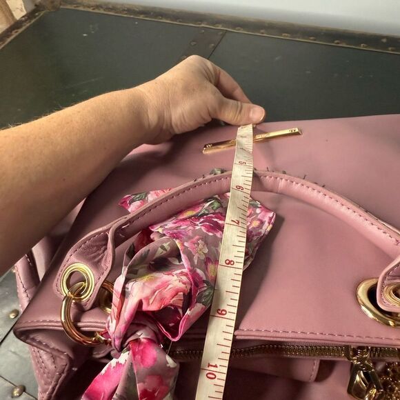 Betsey Johnson Gigi Mauve Vegan Leather Triple Entry Satchel Scarf Shoulder Bag - Picture 6 of 7